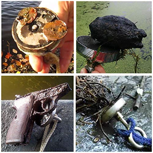 FINDMAG 750 LBS Magnet Fishing Kit, 2.36 Inch Double Sided Strong Magnet - color: Double Hole, size: 2.36 inches(60mm)-750lb