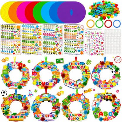 Hollowfly 48 Sets Back to School Craft Kits DIY Wreath for First Day - style: Back to School