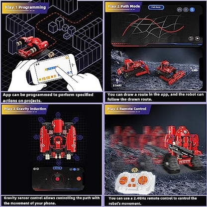 5 in 1 Robot Building Set with RC & APP for Boys Kids Age 8-14 - color: 5in1 Red Robot