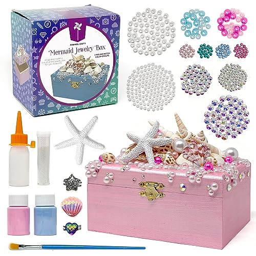 Pinwheel Crafts Mermaid DIY Jewelry Box Kit for Girls Ages 6+ with 530 Pcs - style: Mermaid Jewelry Box-530 Pcs