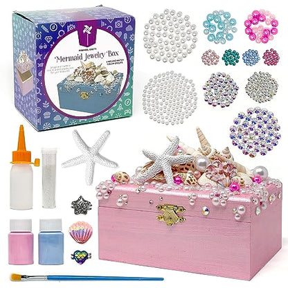 Pinwheel Crafts Mermaid DIY Jewelry Box Kit for Girls Ages 6+ with 530 Pcs - style: Mermaid Jewelry Box-530 Pcs