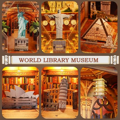 NookMaster Book Nook Kit with LED Light DIY Miniature Dollhouse for Adults - color: Window of the World