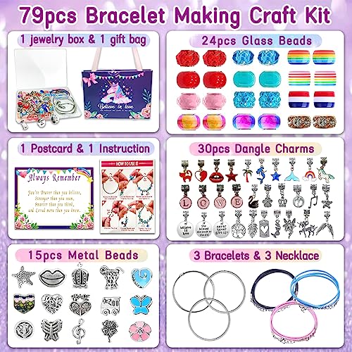 Charm Bracelet/Jewelry Making Kits for Kids Girls,Unicorn Birthday Gifts,Arts Crafts Toys for 5 6 7 8 9 12 Years Old Girls - size: Small