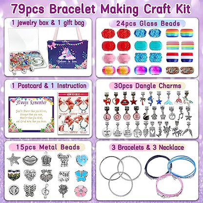 Charm Bracelet/Jewelry Making Kits for Kids Girls,Unicorn Birthday Gifts,Arts Crafts Toys for 5 6 7 8 9 12 Years Old Girls - size: Small