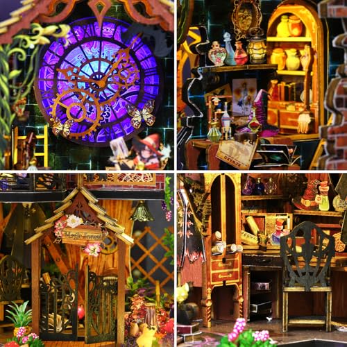 Plustopoy DIY Miniature House Kit,Tiny House Model Kit Dollhouse with Light & Tools, DIY Wooden Dollhouse Miniature Kit for Adults and Teens, Creative Craft Magic House Kit, Home Decor(Magic Spirit) - style: Magic Spirit