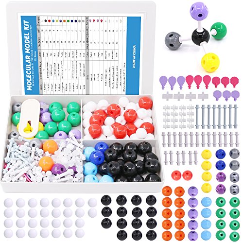 Swpeet 252 Pcs Molecular Model Kit for Inorganic & Organic Molecular Model Teacher and Student Kit - 86 Atoms & 153 Links & 12 Orbitals & 1 Short Link Remover Tool - style: 252 Pieces Molecular Model Kit
