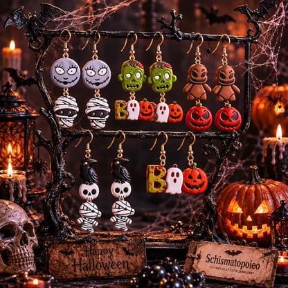 8 Pcs Halloween Polymer Clay Cutters Set - Zombie, Mummy & Spooky Themed Clay Cutters for Polymer Clay Jewelry Making, Perfect Halloween Party Gift - color: Mummy
