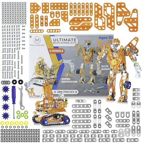 Erector Set for Boys & Girls - Metal Model Kits for Adults, Teens & Advanced Kids - Stem Toys - Build A Robot or Excavator - Educational & Engineering Toys - Building Kit | 389 pcs
