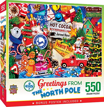 Masterpieces 550 Piece Jigsaw Puzzle For Adults, Family, Or Kids - Greetings From The North Pole - 18"x24" - style: The North Pole
