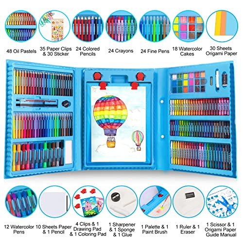 Art Supplies, 272 Pack Art Set Crafts Drawing Kit for Kids Girls Boys Teens - color: Blue
