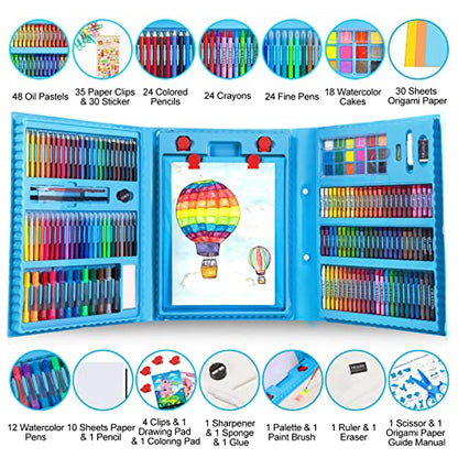 Art Supplies, 272 Pack Art Set Crafts Drawing Kit for Kids Girls Boys Teens - color: Blue