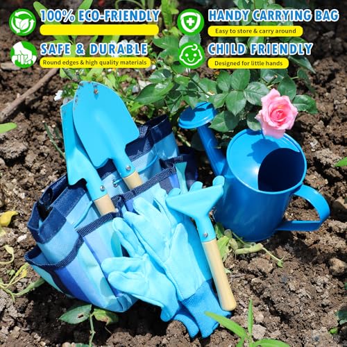 Kids Watering Can Gardening Tools Set Sand Toy Outdoor Toddler Boys (Blue) - color: Blue
