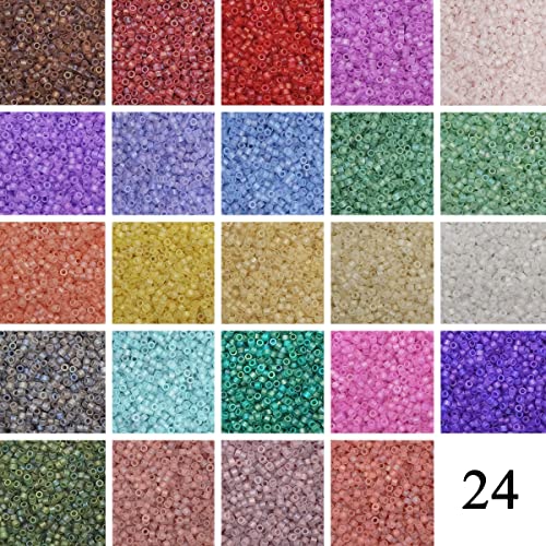INSPIRELLE Uniform 120 Gram 12/0 (2mm) Cylinder Glass Seed Beads - color: 24x Matte Transparent AB