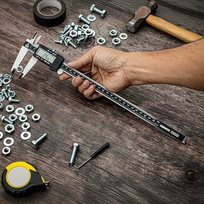NEIKO 01409A 12” Electronic Digital Caliper | Extra Large Display | 0-12 Inches | Inch/Fractions/Millimeter Conversion | Polished Stainless Steel - size: 12 Inch, style: Stainless Steel