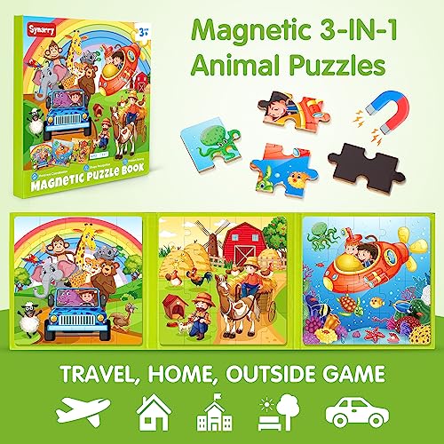 SYNARRY Magnetic Animal Puzzles for Kids Ages 3-5, Travel Animal Toys - style: Animal
