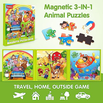 SYNARRY Magnetic Animal Puzzles for Kids Ages 3-5, Travel Animal Toys - style: Animal