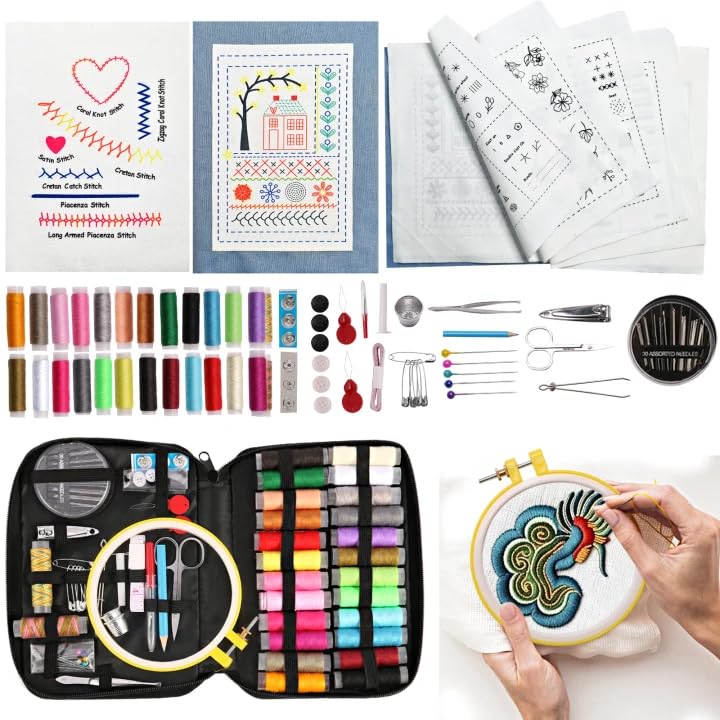 Embroidery Stitch Book Kit for Beginners, 106 Patterns with Tools Tutorials