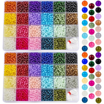 XSEINO 5700PCS 4mm Round Glass Beads for Jewelry Making, 23 Colors Crystal Beads for Bracelets Jewelry Making and DIY Crafts - color: 4mm Glass Beads