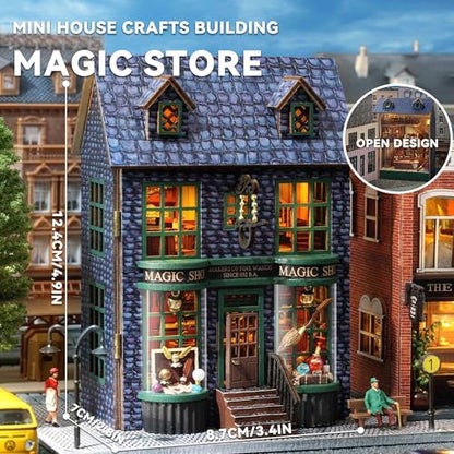 Flever Dollhouse Miniature DIY House Kit Creative Room with Furniture for Romantic Valentine's Gift (Magic Store) - color: Magic Store
