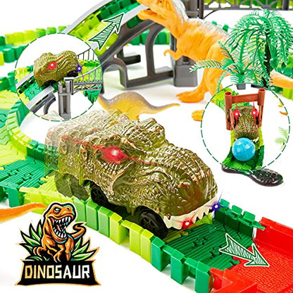 BEMITON Dinosaur Race Track Toy for Kids Ages 3-6 - color: Green Dinosaur Race Track