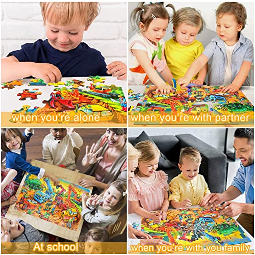 Jigsaw Puzzles for Kids Ages 3-5, 4-8, 6-8 Boys Girls - 60 Piece Construction Site - Large Piece Children Floor Jigsaw Puzzles - Science Educational Toys for 3 4 5 6 7 8 Years Old - color: Construction Site