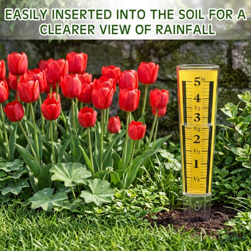 Yexiya 4 Pcs 5'' Rain Gauge Outdoor Acrylic for Garden Yard Lawn,Blue - color: Yellow