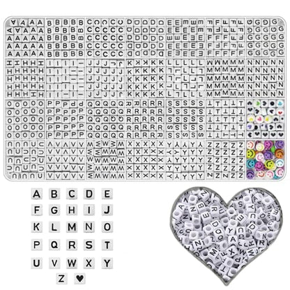 YMSDZHL Alphabet Beads A-Z 1200+Pcs Letter Beads, Acrylic 4x7mm Round Letter Bead Kits,Black Digit and Colorful Smile Bead for Bracelets Necklaces DIY Jewelry Making (Square White,1200+PCS) - color: Square White