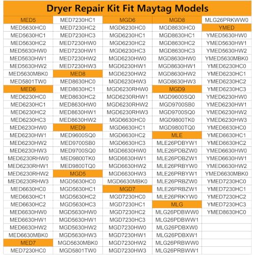 MED5630HC1 MED5630HC2 MED5630HW1 Dryer Repair Kit and Dryer Idler Pulley