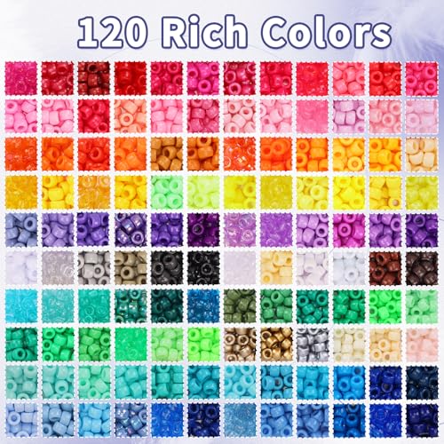 Quefe Bracelet Making Kit 6 Boxes 120 Colors Pony Beads Kandi Beads - color: 120-color