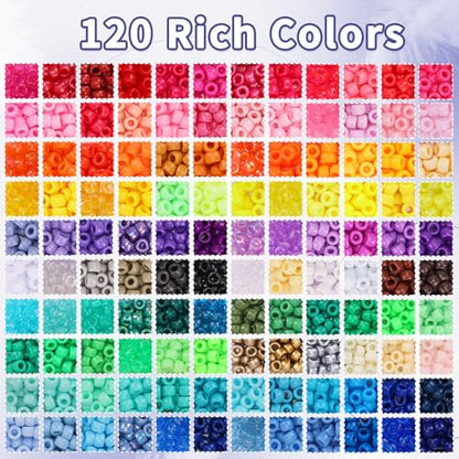 Quefe Bracelet Making Kit 6 Boxes 120 Colors Pony Beads Kandi Beads - color: 120-color
