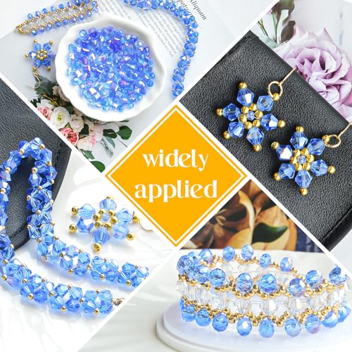 1500 Pcs Crystal Glass Beads for Jewelry Making – 12 Styles Bicone, Rondelle, Cube, Teardrop & 3mm Spacer Beads, DIY Bracelet Necklace Earring Craft Kit with Organizer Box(Blue) - color: Blue