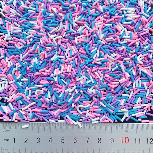50g Fake Sprinkles Resin Sprinkles Fake Candy Sprinkles Clay Sprinkles Polymer Sprinkles Polymer Clay Slices for Nail Art DIY Crafts Cake Phone Case(20-Long Purple ） - color: 30-Long Purple