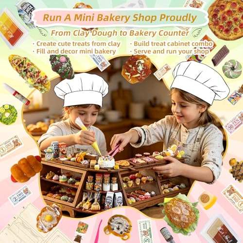 iLAND Crafts for Girls 8-12 Air Dry Clay Bakery Shop Craft Kits for Kids Ages 8-12, Creative 8-10 11 Year Old Girls Toys Birthday Gifts, Fun Family Game Night Activities Projects Best Teen Tween Gifts