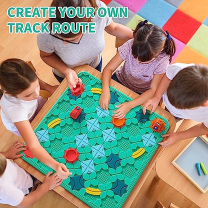 burgkidz STEM Road Build Puzzle: Teal Board, 200+ Chal. w/ 2 Cars - color: Green