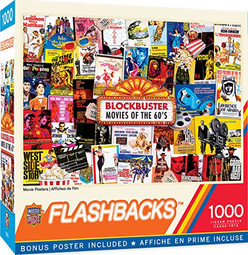 MasterPieces - 1000 Piece Jigsaw Puzzle, Movie Posters, Fun for Adults, Family, Kids, Non-Glare Finish, 19.25" x 26.75" - style: Movie Posters
