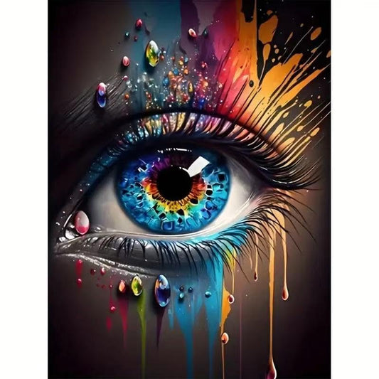 Eye Diamond Painting Kits For Adults,5D Diamond Art Round Diamond Dots Kits - color: Eye