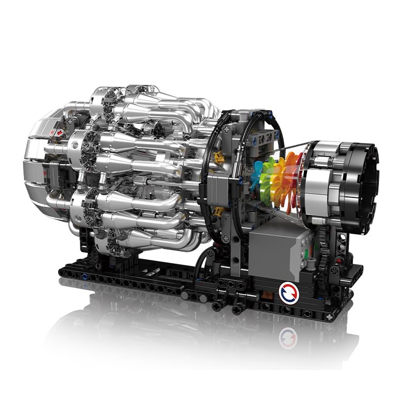 Mould King 10216 Aircraft Engine Building Kit for Adults, Mini Transmission Engine Model Toy for Display, DIY STEM Project for Teens(1214 PCS) - style: Aircraft Engine