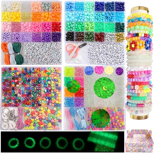 2500 Pcs Pony Beads Kit, 96 Colors UV Glow Alphabet Beads - color: Style A