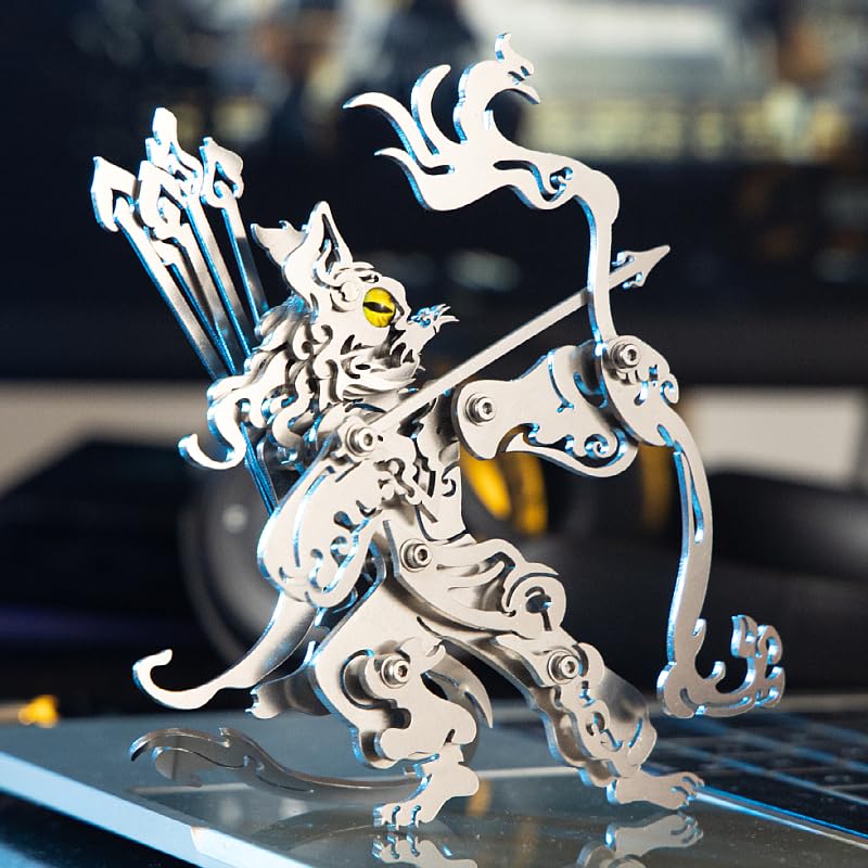 3D Metal Puzzle King Cat, Silver - color: King Cat Silver