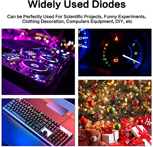 YIWANSON 200 Pcs LED Diodes 3mm 5mm Clear Light Emitting Bulbs - Red, Green, Blue, Yellow, White for Science Experiment, Circuit, Christmas Lights