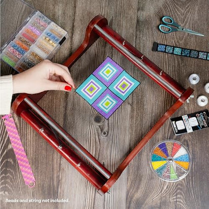 The Beadsmith Wooden Bead Loom - size: 12.5 x 13 x 3.5 inches