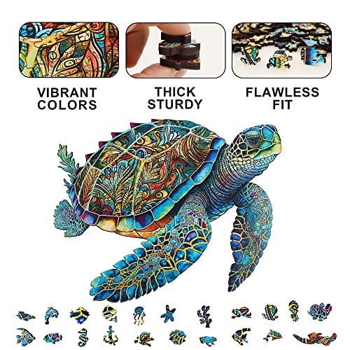 Mys Aurora Wooden Puzzles, Sea Turtle Jigsaw Puzzles 300 Pieces - color: Ocean Turtle, size: 300 Pieces