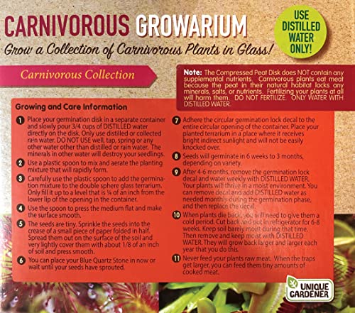 Grow Your Own Venus Fly Trap, Kids Garden Glass Terrarium Starting Kit to Sprout Flytrap and Sundew Plants, Includes Seed and Complete Terrarium Supplies for The Plant to Thrive - style: Carnivorous Growarium