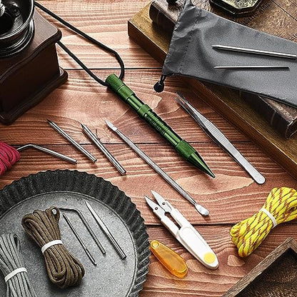 Ferraycle 12pcs Paracord FID Knotter Tools Set, Stainless Steel Army Green - style: Army Green
