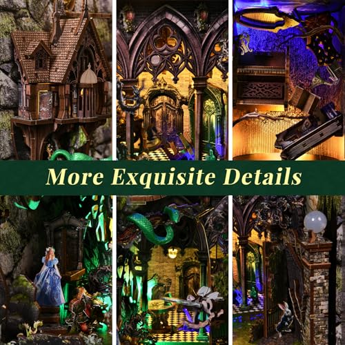 MiniCity Down the Rabbit Hole Book Nook Kit, DIY 3D Wooden Puzzle with LED - color: Down the Rabbit-hole Alice in Wonderland
