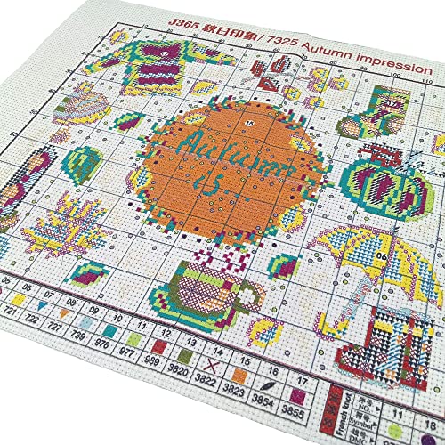 Howie's Needlepoint Cross Stitch Kits, 11CT Pre-Printed Pattern Needlepoint Kits, Full Range of Stamped Starter Kits (Autumn Impression, 15 x 11.4 Inch) - color: Autumn Impression