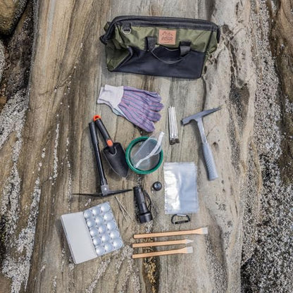 ASR Outdoor 40pc Beginner Geology Rockhounding Equipment Kit for Gems, Geodes and Fossil Hunting - size: Basic 40pc