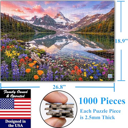 Think2Master Glacier Lake Reflections 1000 Pieces Large Format Jigsaw Puzzle: 13+, Teens, Adults & Families. Rocky Mountains Alpine Lake. Great Gift for Nature, Hiking, Camping. Size: 26.8” X 18.9” - style: Glacier Lake Reflections