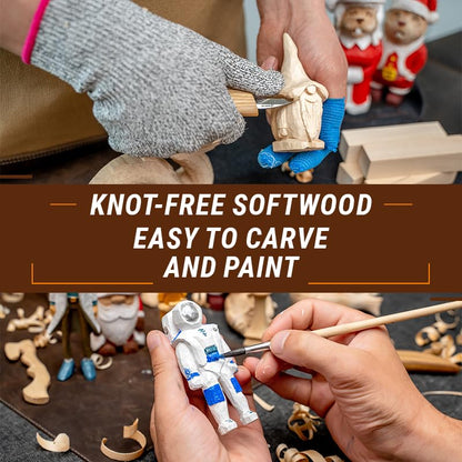 BeaverCraft DIY08 Wood Carving Kit for Kids BW12 pcs Basswood Carving Blocks Whittling Wood Carving Blocks Basswood for Carving