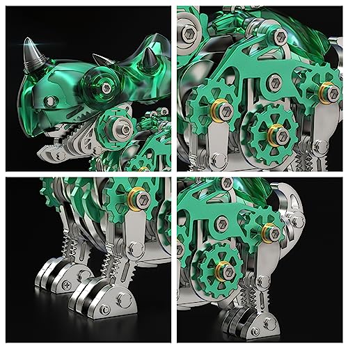 FILASLFT 3D Metal Puzzles for Adults,Mechanical Dinosaur Model Triceratops - color: B4-triceratops-green
